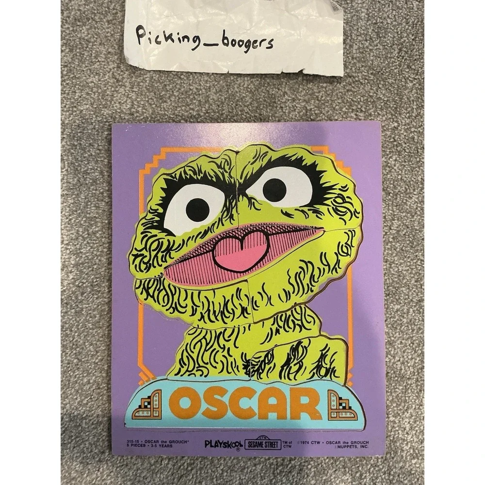 Vintage 1974 Sesame Street Oscar the Grouch and 1973 ERNIE PLAYSKOOL Puzzle  8Pc
